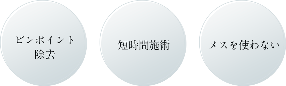 ピンポイント除去|短時間施術|メスを使わない